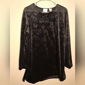 Villager Black Floral Long Sleeve Top Dress